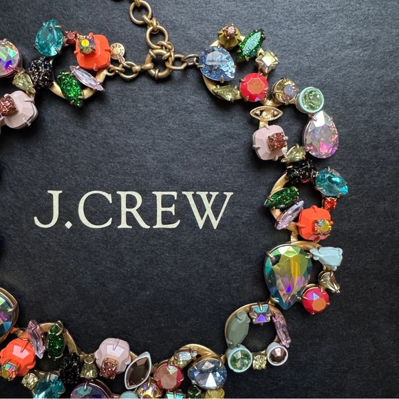 J. Crew multi-color Iridescent Crystal Cluster Necklace. - Picture 4 of 6